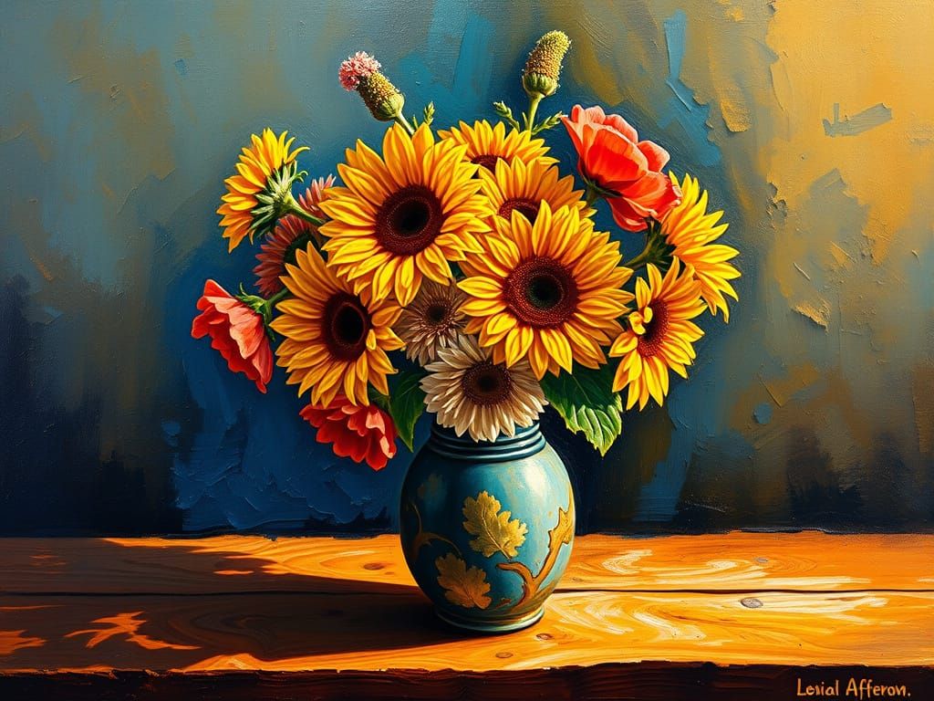 Floral Bouquet as Impasto Oil Painting