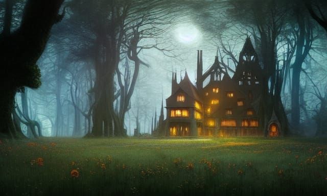 Mystical Afterlife House in Fantasy Art Style