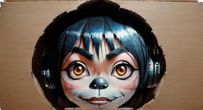 Surreal Cardboard Graffiti Drawing with Airbrush Elements