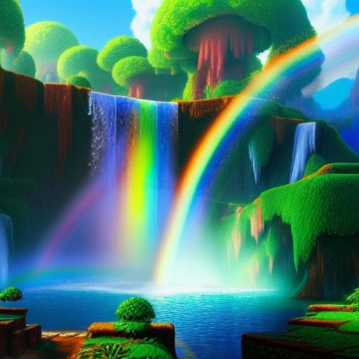 A beautiful rainbow acrylic paint waterfall