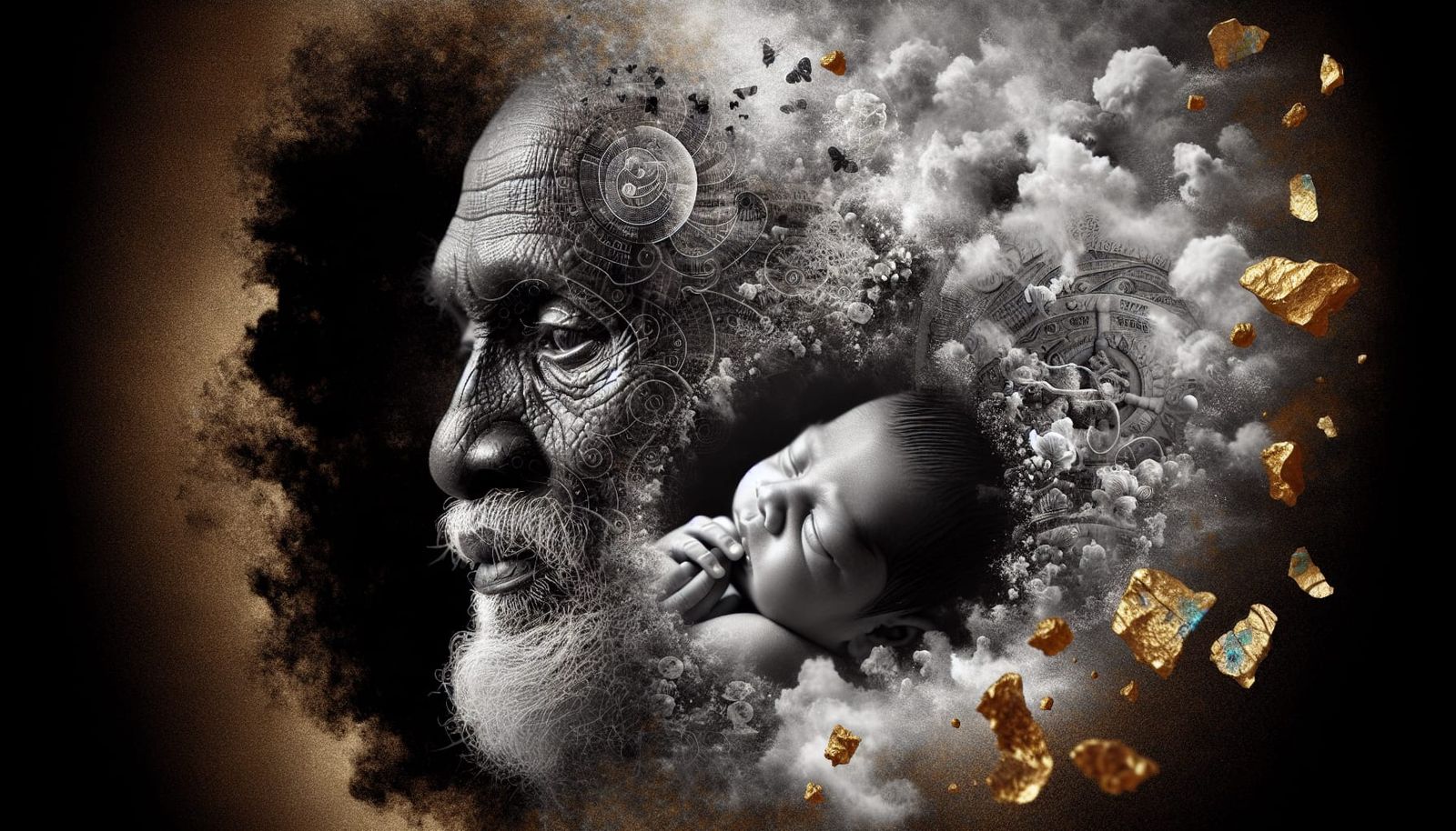 Life's Fleeting Journey: A Double Exposure Portrait