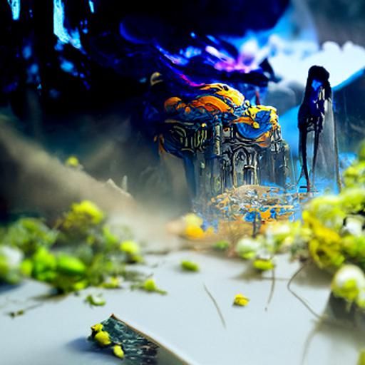 Fantastical Sorrow: Detailed Matte Painting in Deep Color