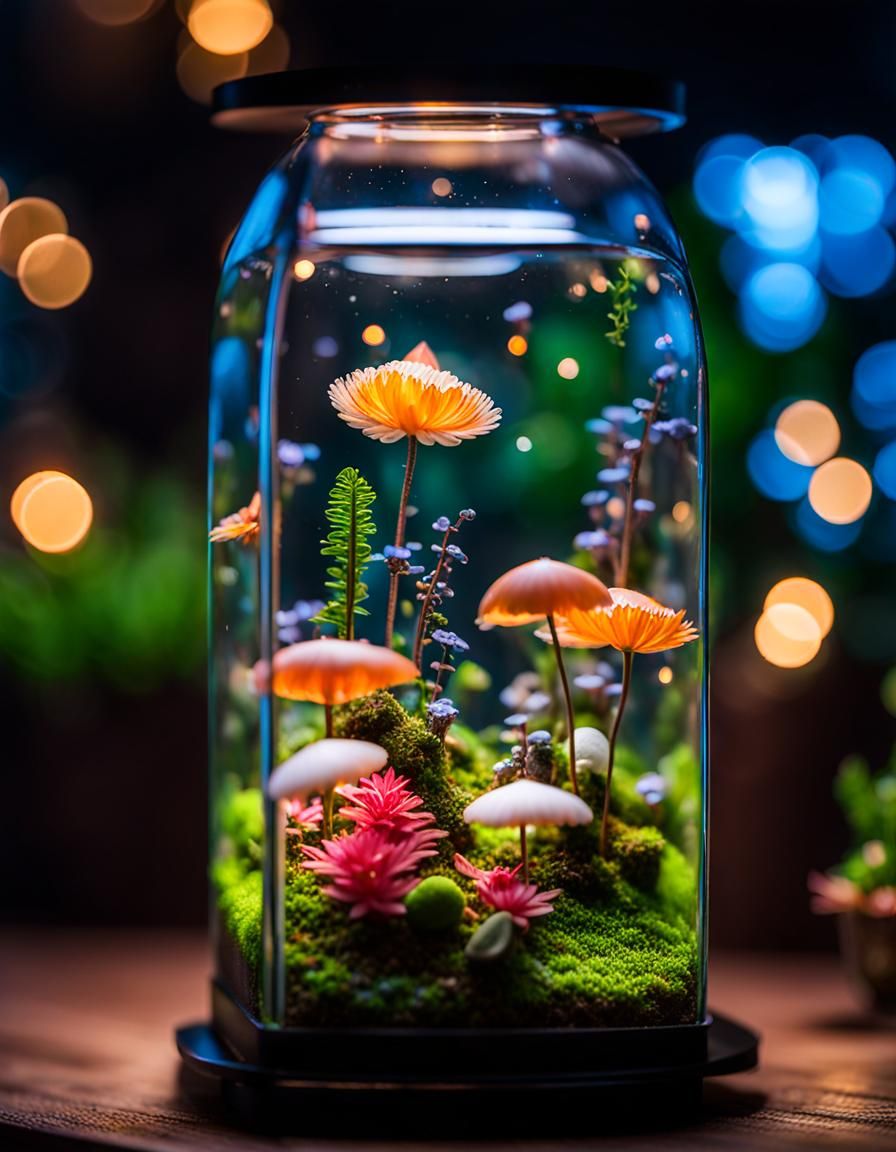 Fantasy Forestscape Inside Terrarium Cube