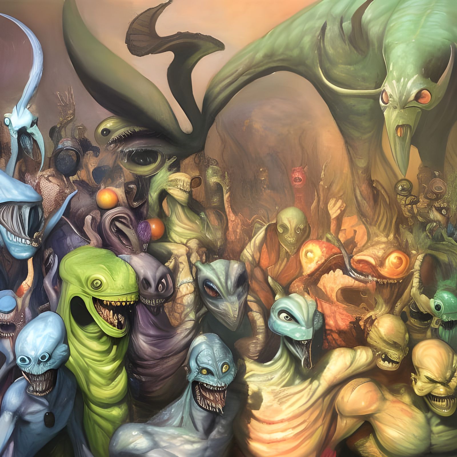 Alien Cartoon Party: Photorealistic Matte Painting