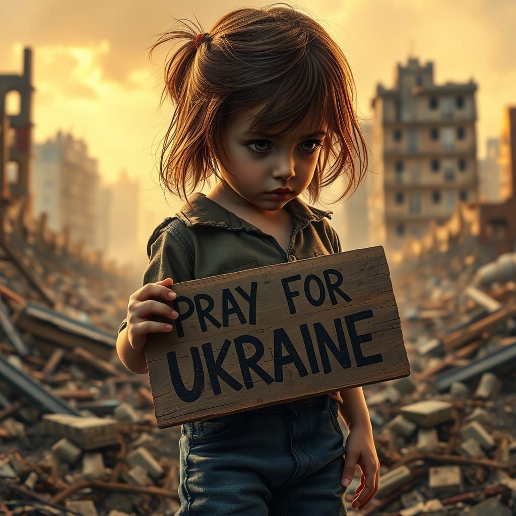 Young Girl Finds Hope in War-Torn Cityscape