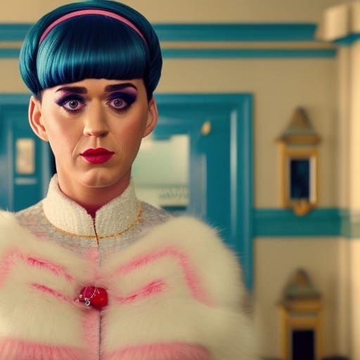 Katy Perry in Grand Budapest Hotel Style