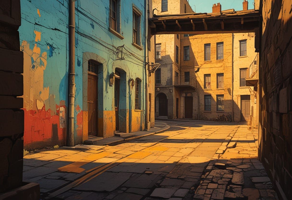 Urban Collage with Golden Light