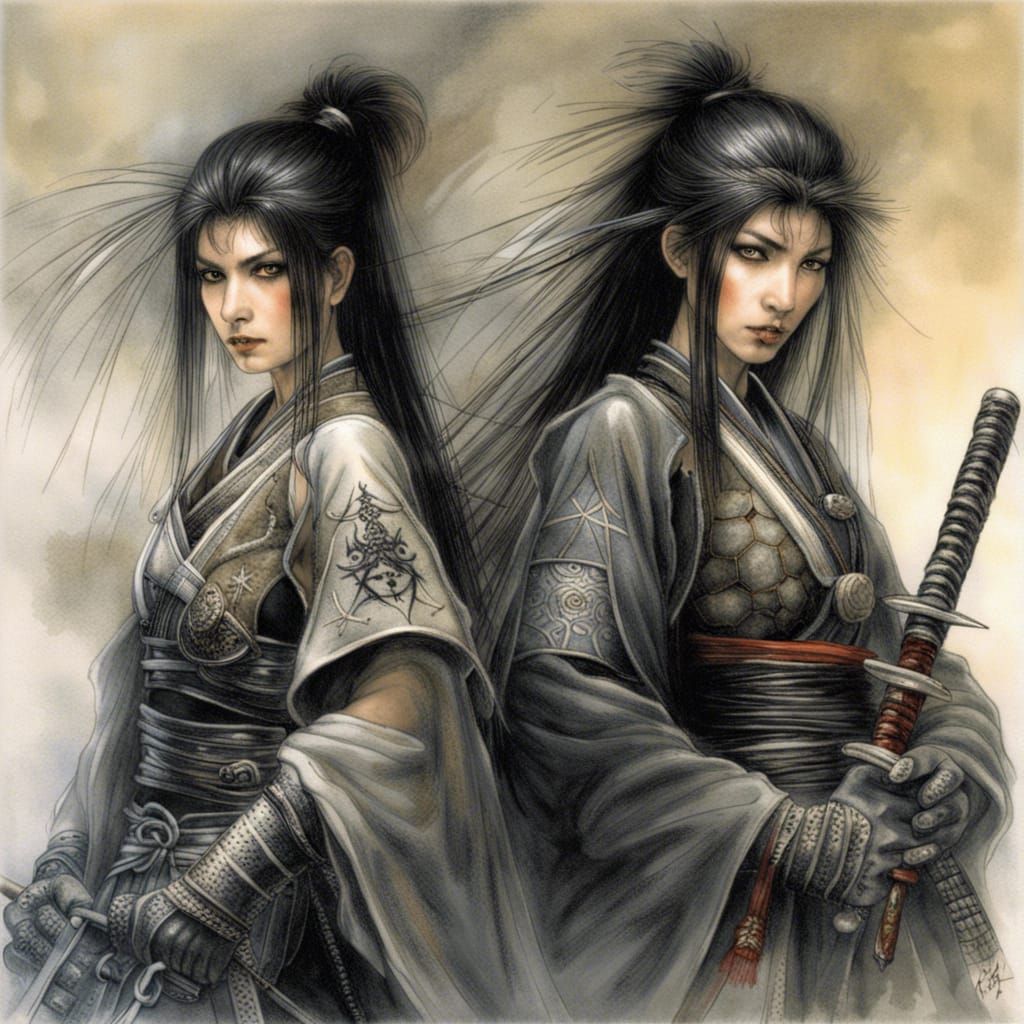 Gothic Samurai Warriors in Luis Royo Style