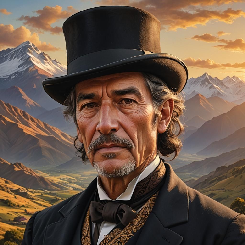 Victorian Gentleman in Andes Landscape, Matte Painting