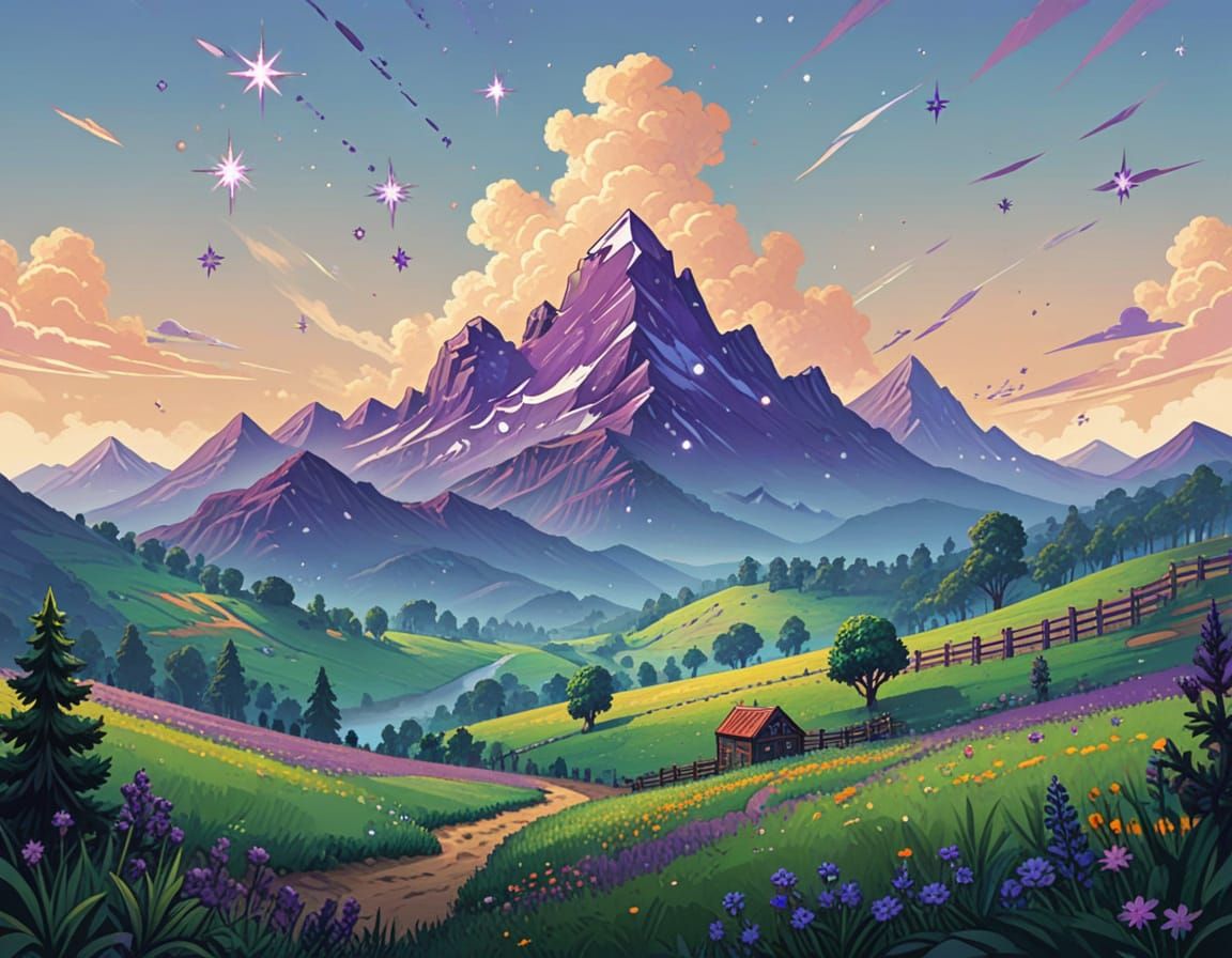 Enchanting Purple Stars in Stardew Valley Style