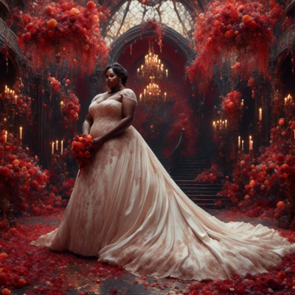 Joyful Obese Lesbian Wedding in Detailed Matte Painting Styl...