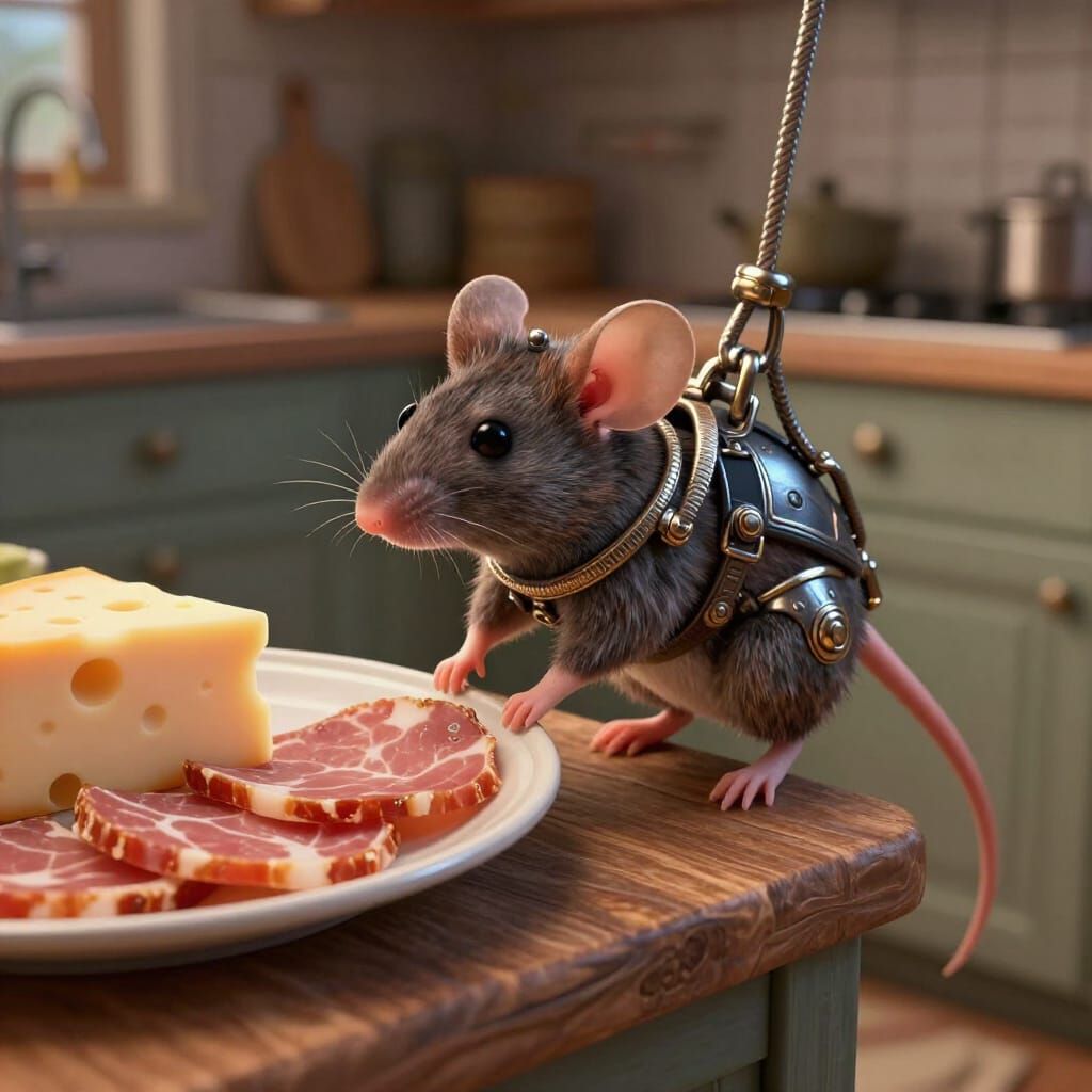 Tiny Sci-Fi Mouse Rappels to Cheese Feast