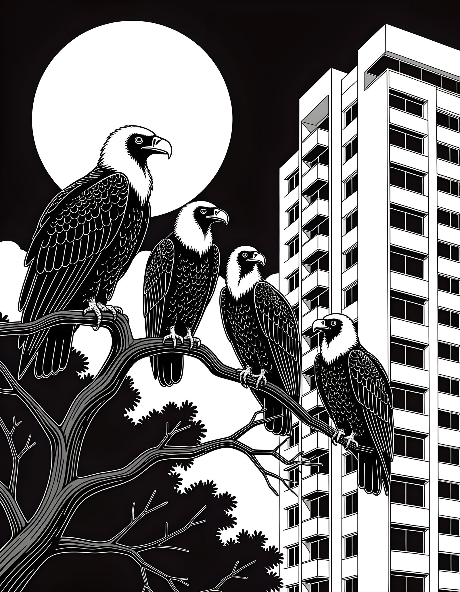 Minimalist Vulture Line Art Poster