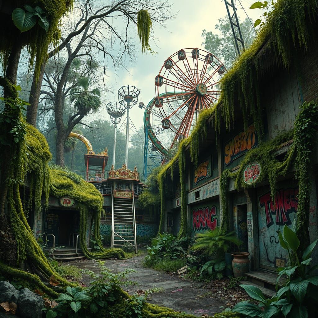 Abandoned Amusement Park Reclaimed by Nature in Gritty, Hype...