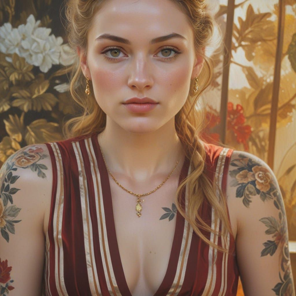 Radiant Young Woman in Lavish Baroque Setting