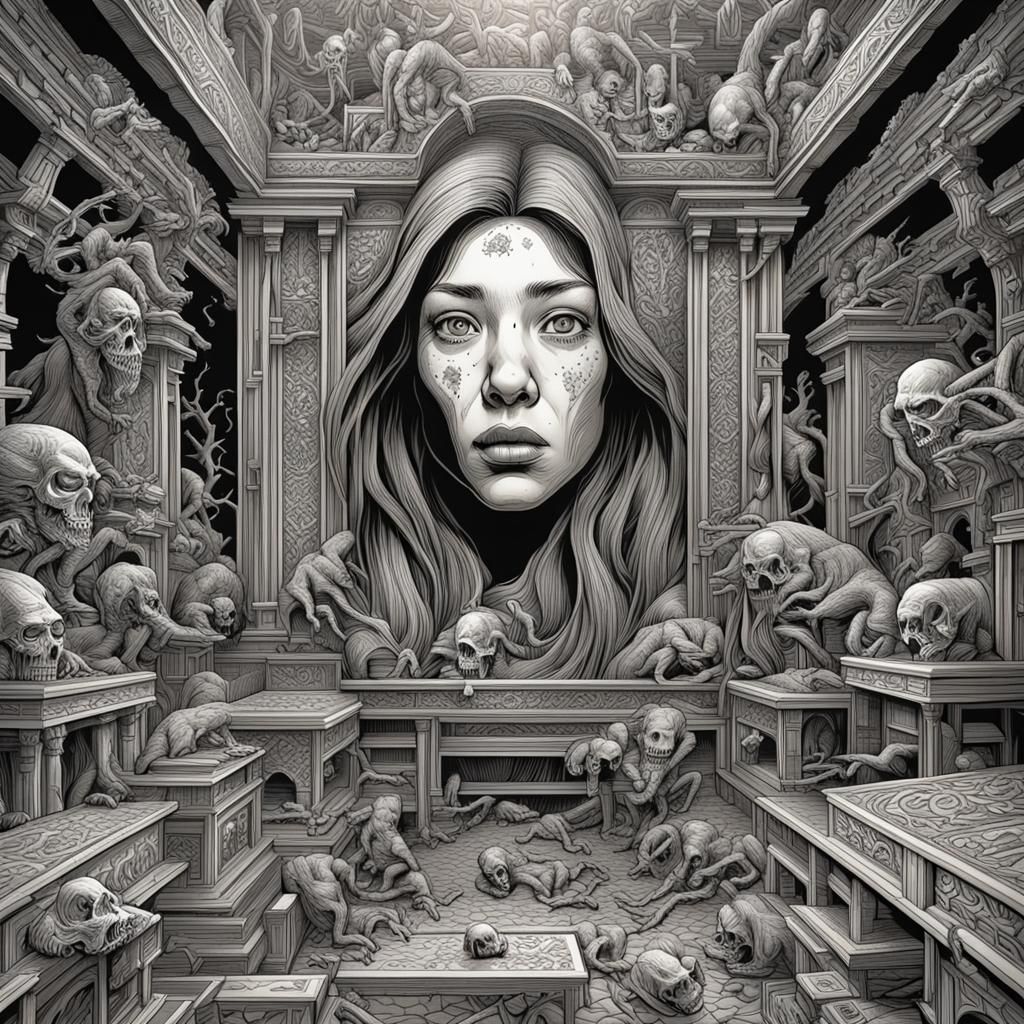 Macabre Portrait of Jodi Arias in Comic Book Style
