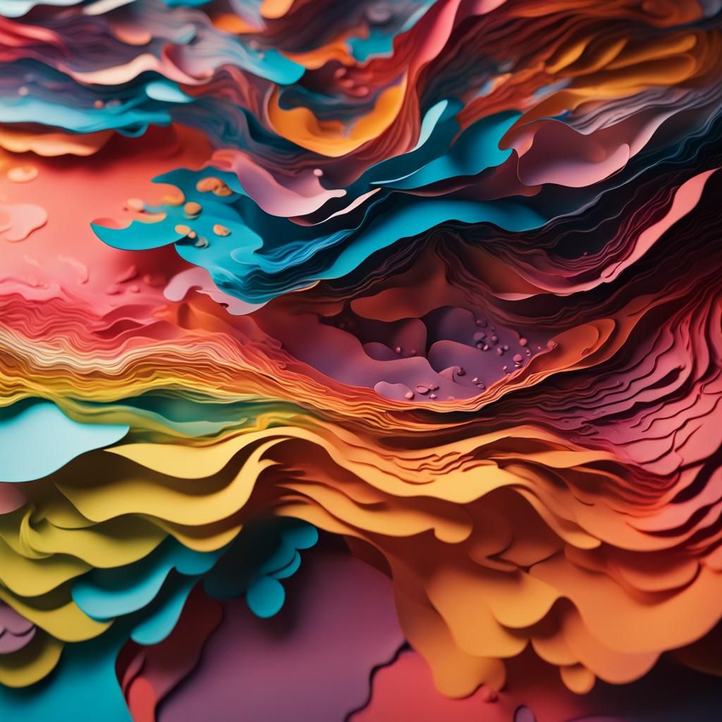 Layered Paper Art of Lake Como with Vibrant Colors