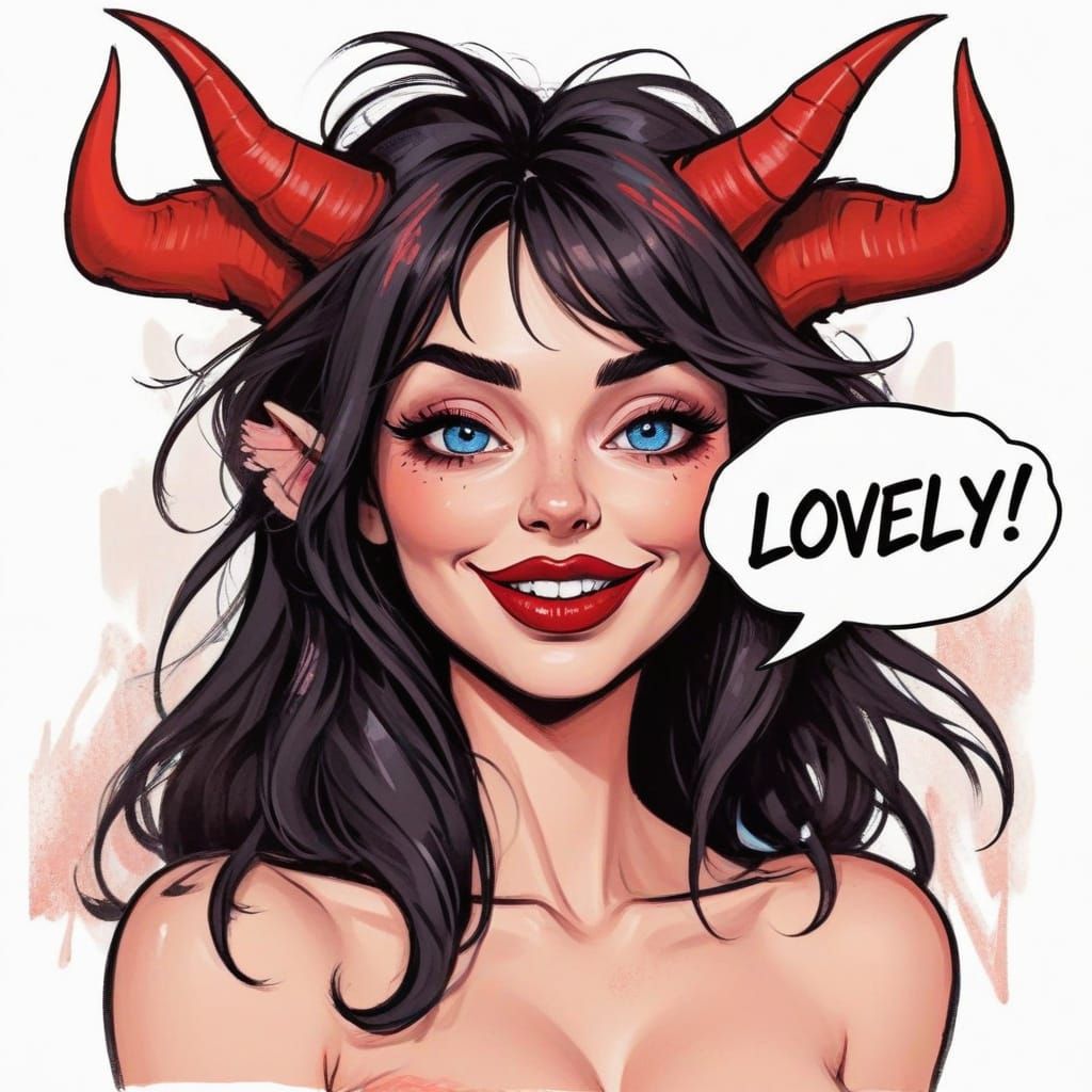 Striking She Devil Portrait in Pastel Acrylic