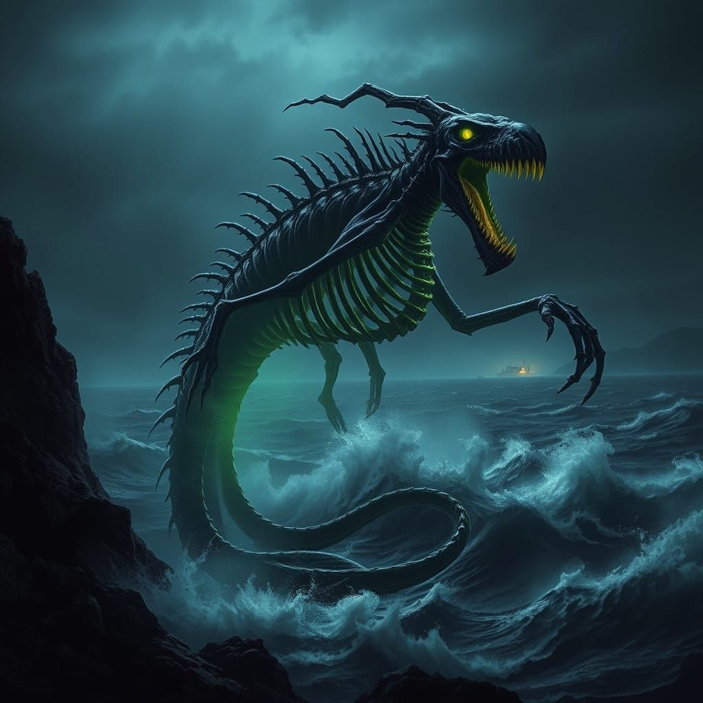 Skeletal Scottish Sea Monster Emerges from Turbulent North S...
