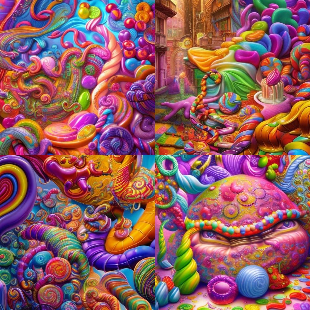 Hyperrealistic New York City Candy Land Scene