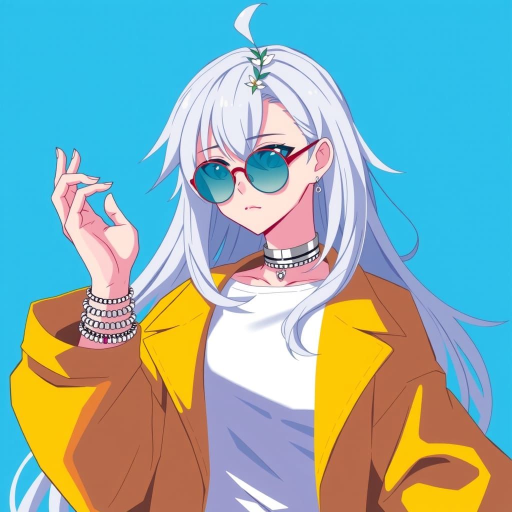 Anime Character with Silver Hair and Yellow Jacket