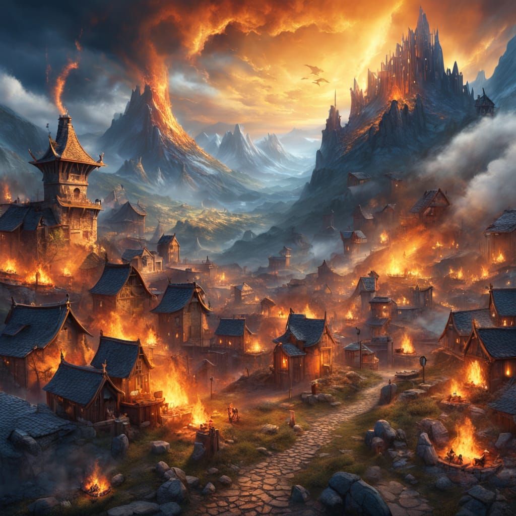 Mountain Village Protected by Tiny Dragons