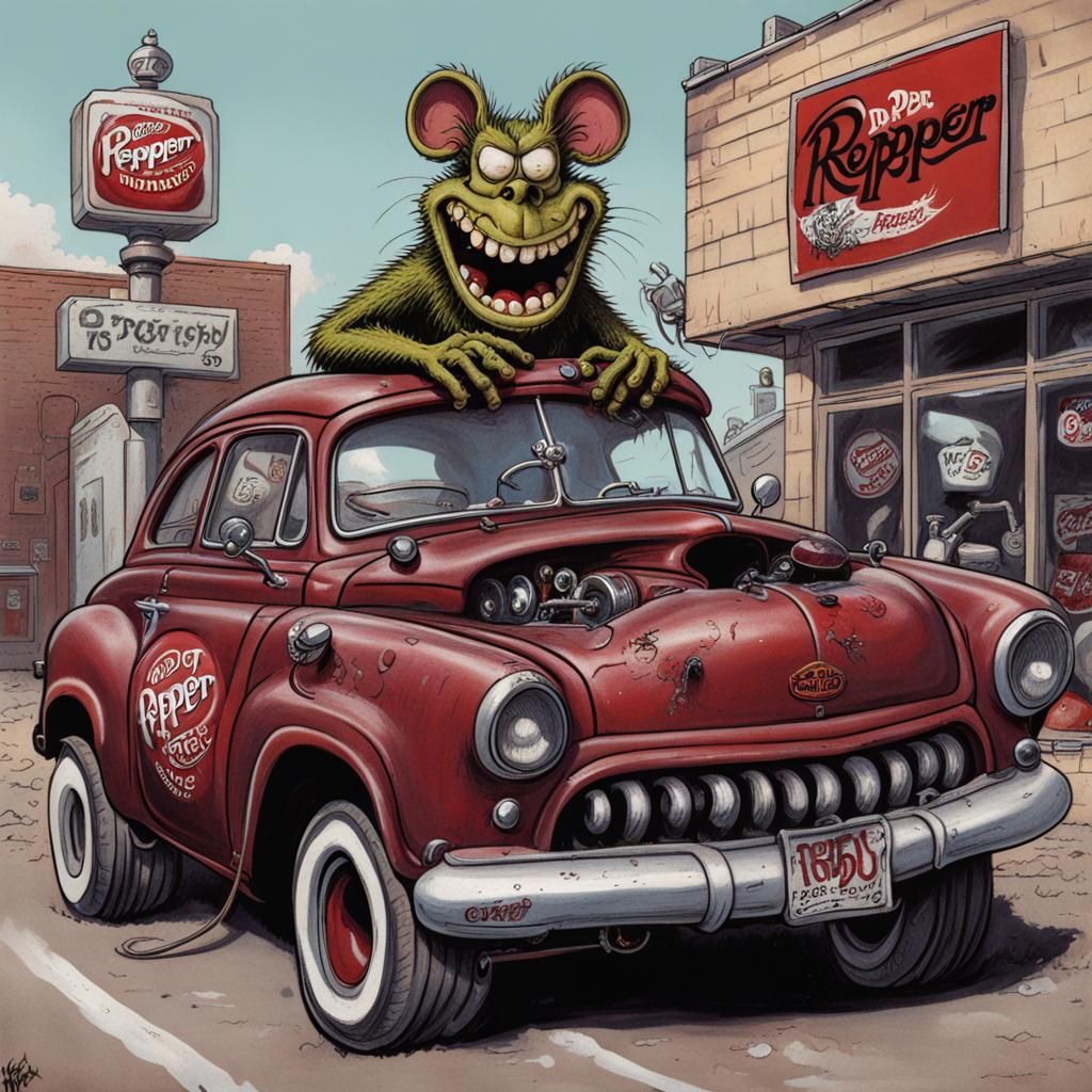 Ratfink Enjoys Dr. Pepper: Cartoon Art