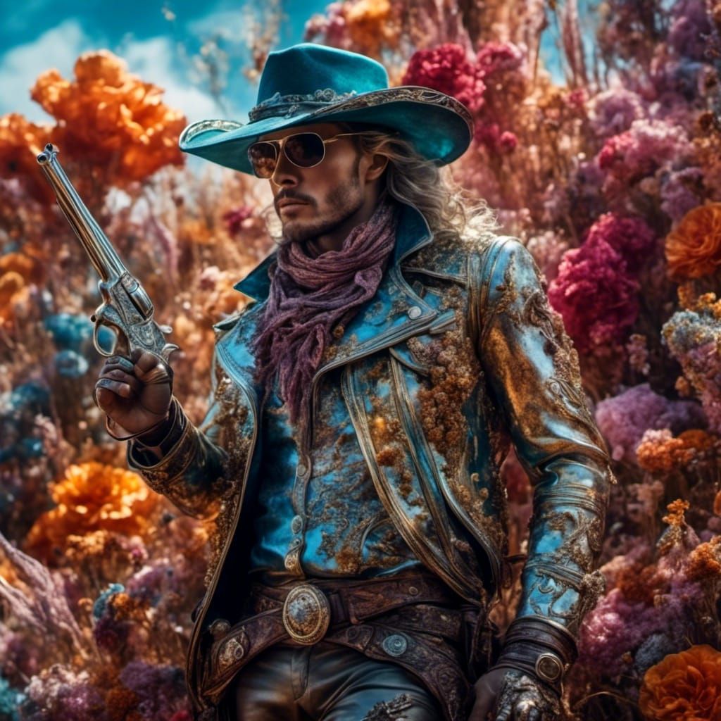Outlaw Cowboy in Deep Color Surrealism