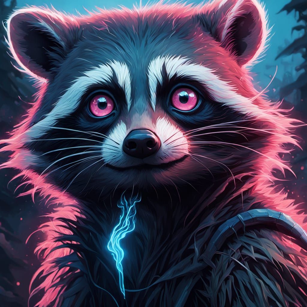 Luminous Alien Raccoon in Science Fiction Style