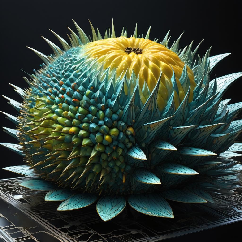 Durian with Iridescent Wings and Fractal Patterns