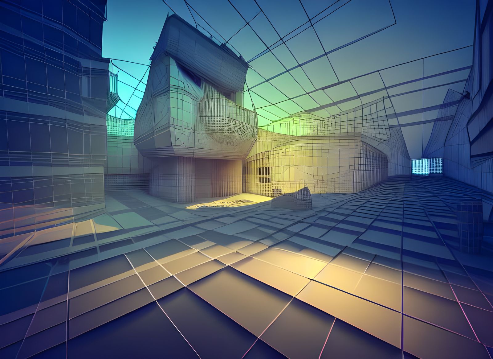Isometric Low Poly Urban Landscape in 8-bit Style