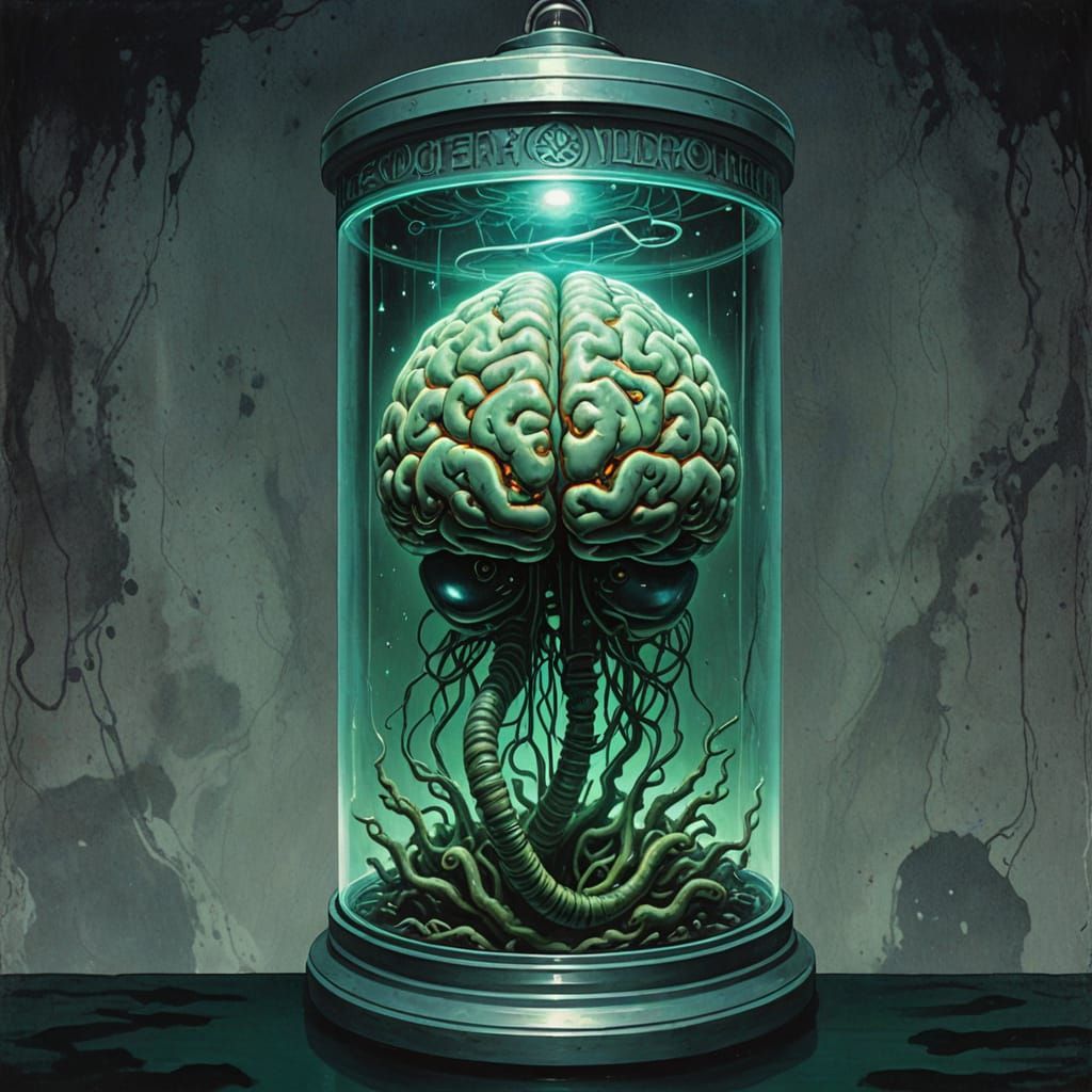 Eldritch Horror Masterpiece: Preserved Brain in Cosmic Terro...