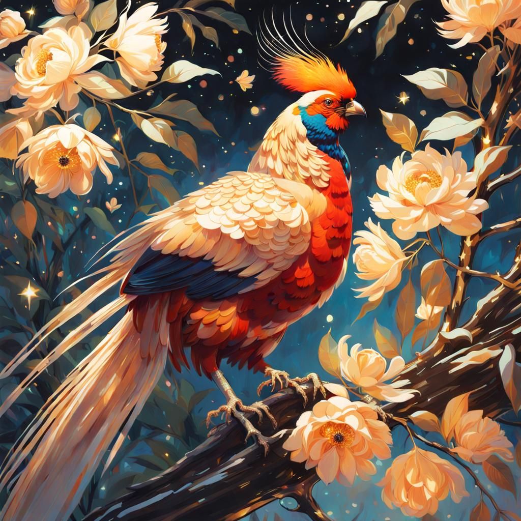 Celestial Golden Pheasant in Disney Style