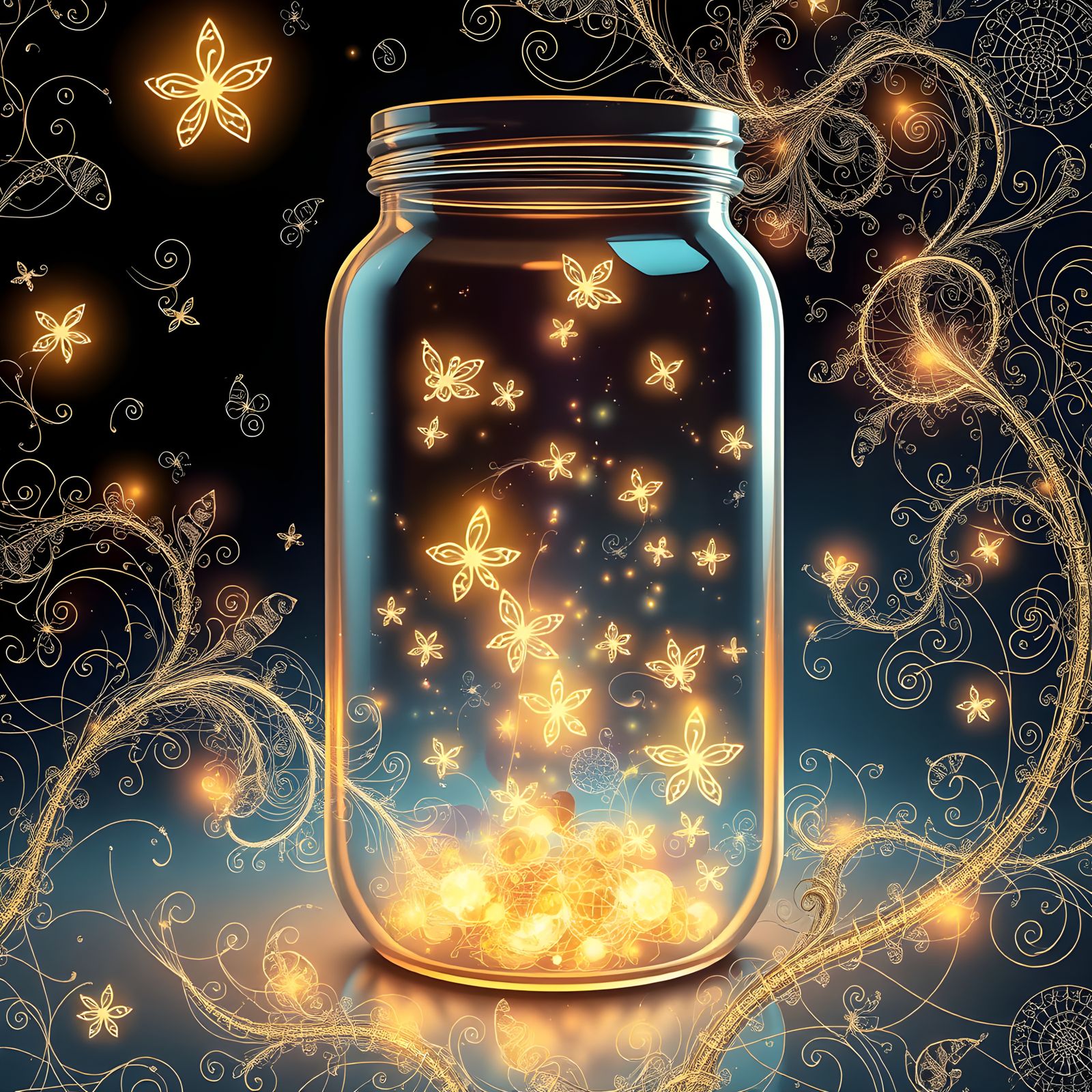 Fireflies in a Jar: Abstract Vector Fractal Art