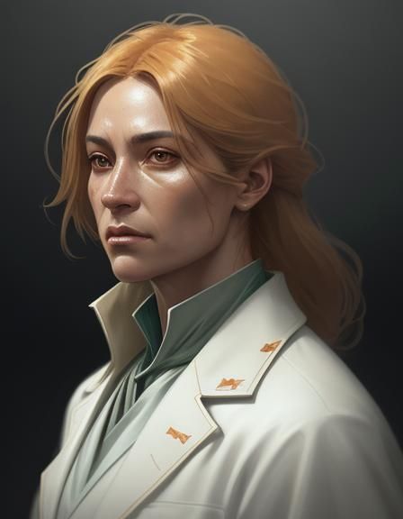 Sci-Fi Portrait of an Old Human in Lab Coat