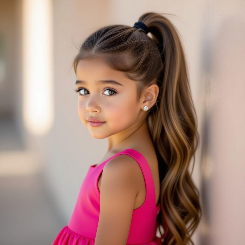 Seven Year Old Ariana Grande in Pink Dress