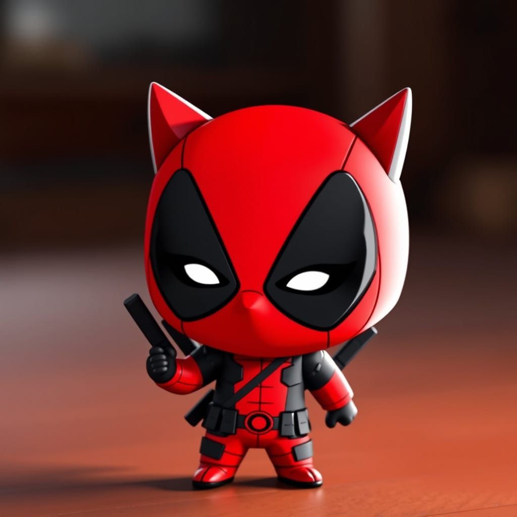 Chibi Deadpool Shark in Iconic Red Suit