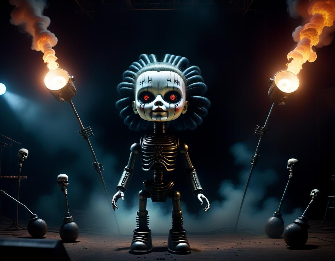 Creepy Doll Heavy Metal Singer on Stage