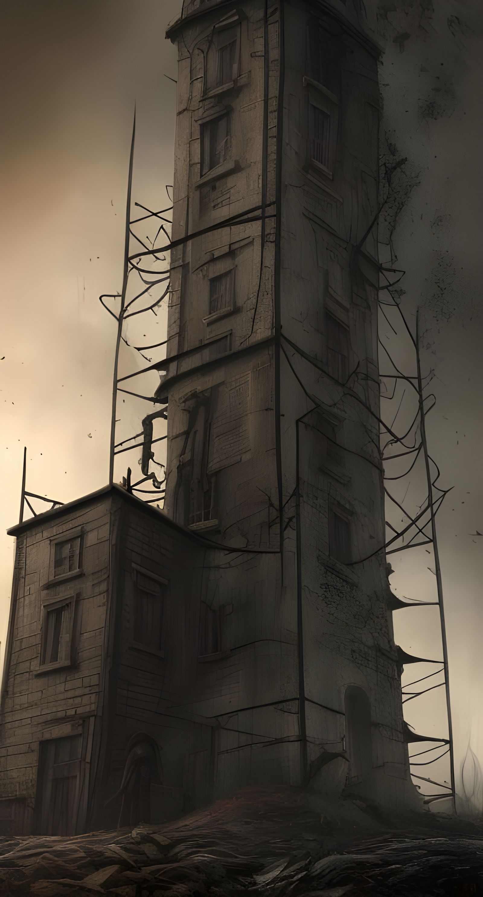 Sinister Post-Apocalyptic Lighthouse in Hyper-Realistic Deta...