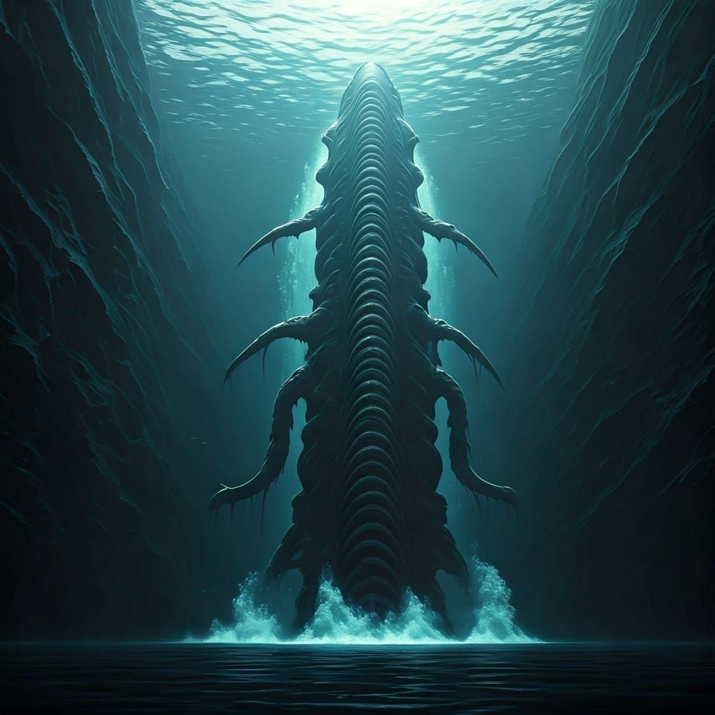 Gargantuan Deep Sea Creature Rises: A Biomechanical Horror