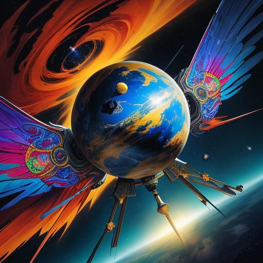 Surreal Rocket in Space: A Dali-esque Vision