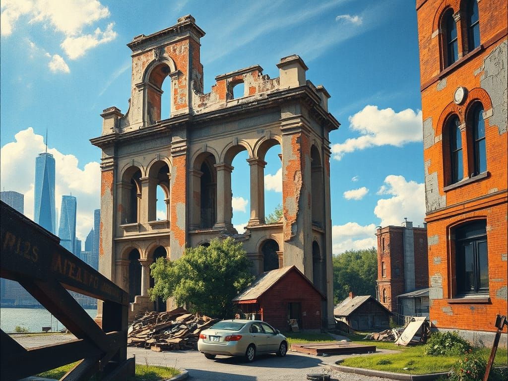 Surreal Ruins of a Dystopian New York City in Neo-Impression...