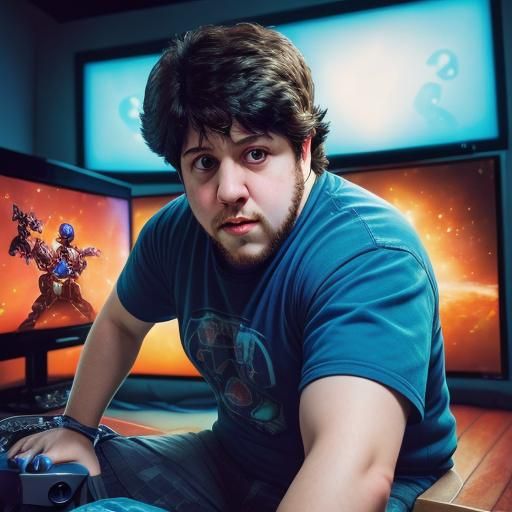 Jontron Playing GameCube in Hyperrealistic Splash Art