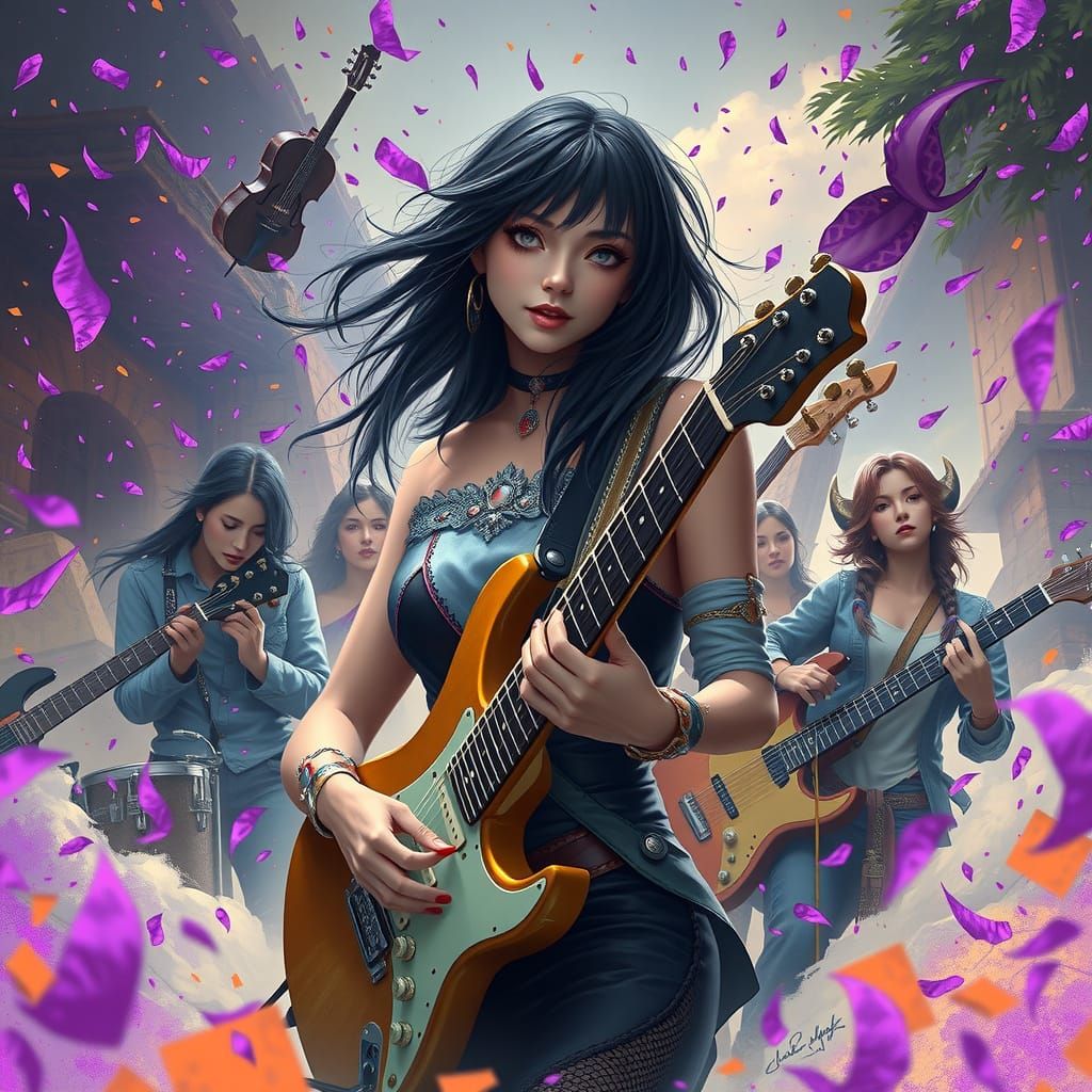 Fantastical Musician in a Purple Sprinkle Fantasy