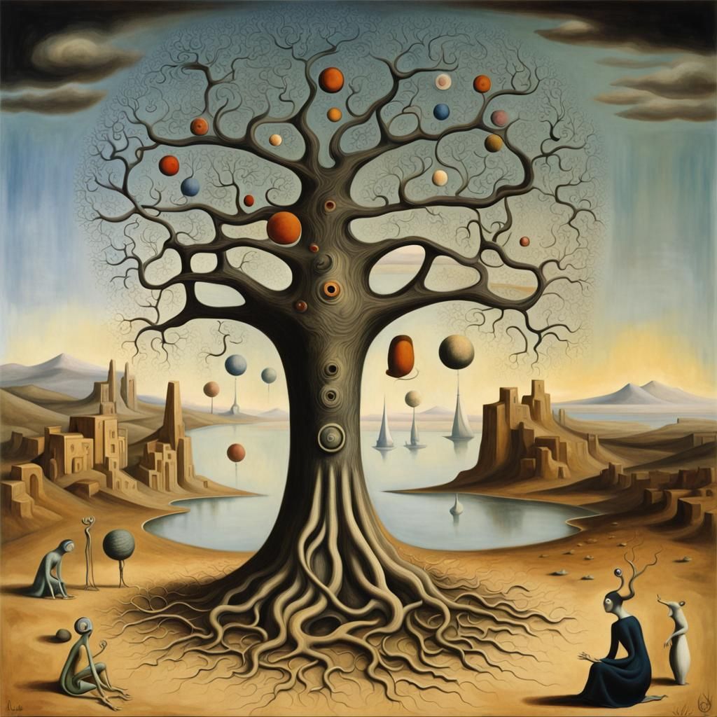 Surreal Tree of Knowledge in Barren Landscape