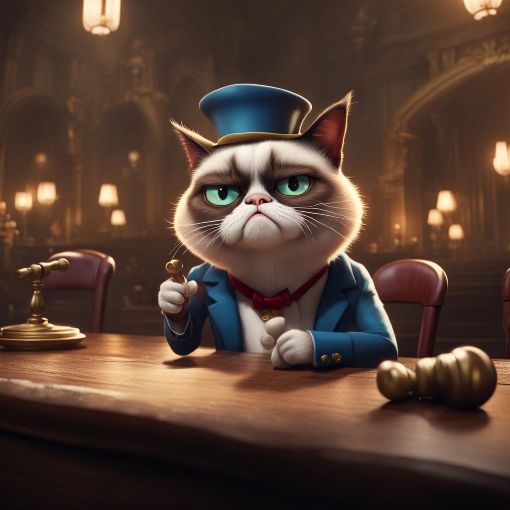 Grumpy Cat Comedian in Detailed Matte Painting