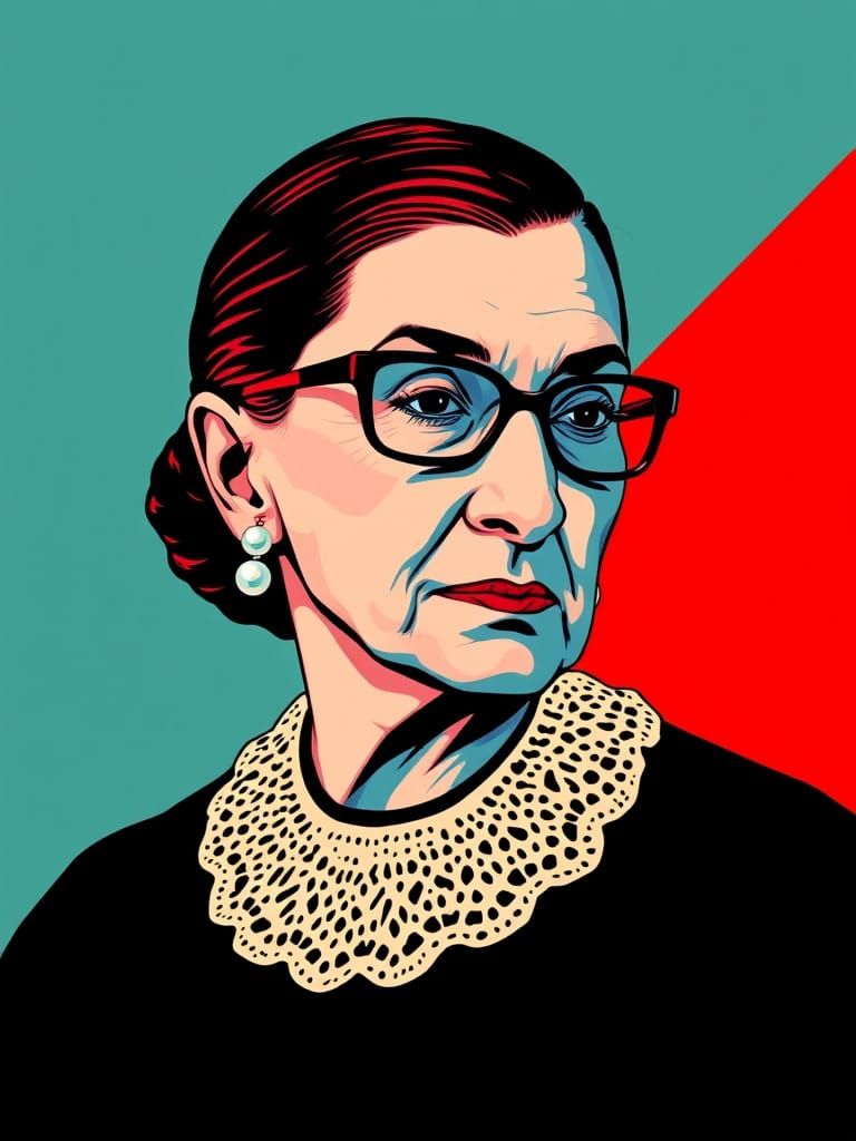 Bold Portrait of Ruth Bader Ginsburg in Pop-Art Style