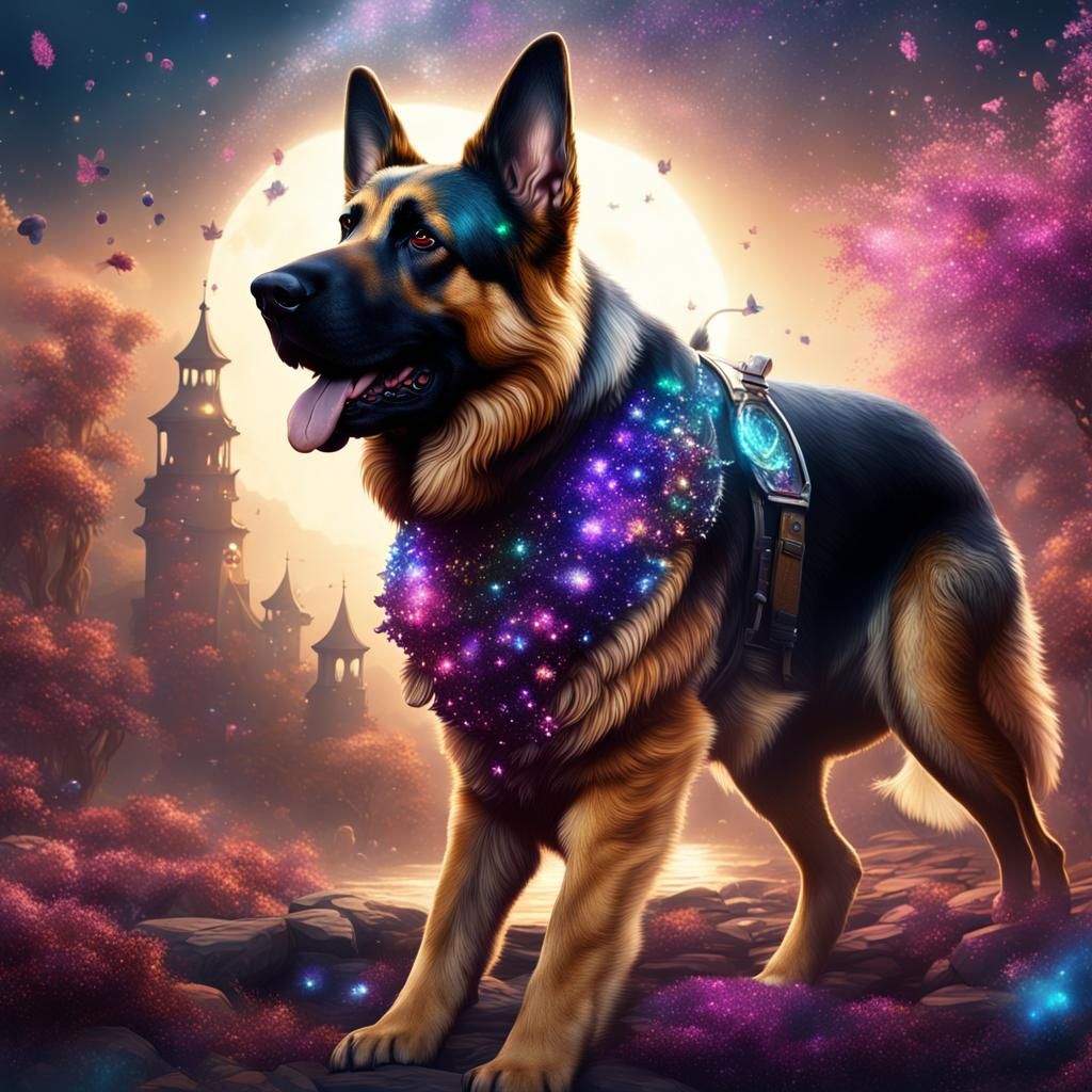 Glitter German Shepherd Dog: Fantasy Concept Art