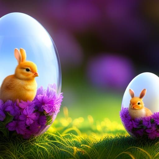 Detailed Faberge Eggs with Feathered Chick