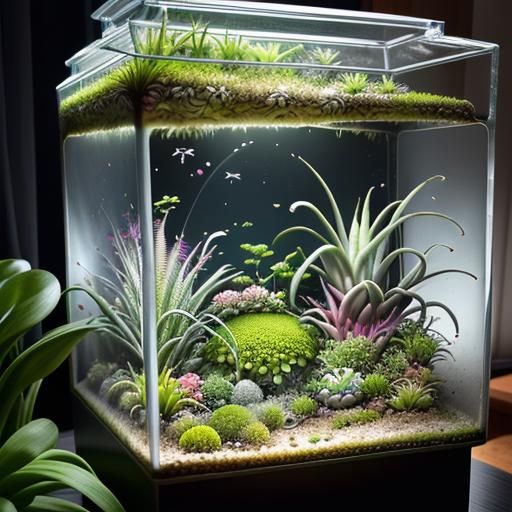 Man Tending a Beautiful Flowering Terrarium